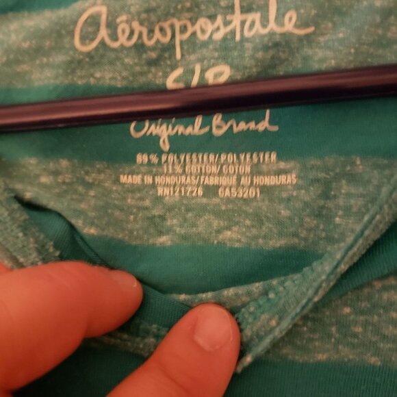 Aeropostale Original Brand Small Striped Blue Long Sleeved T- Shirt - Picture 4 of 4